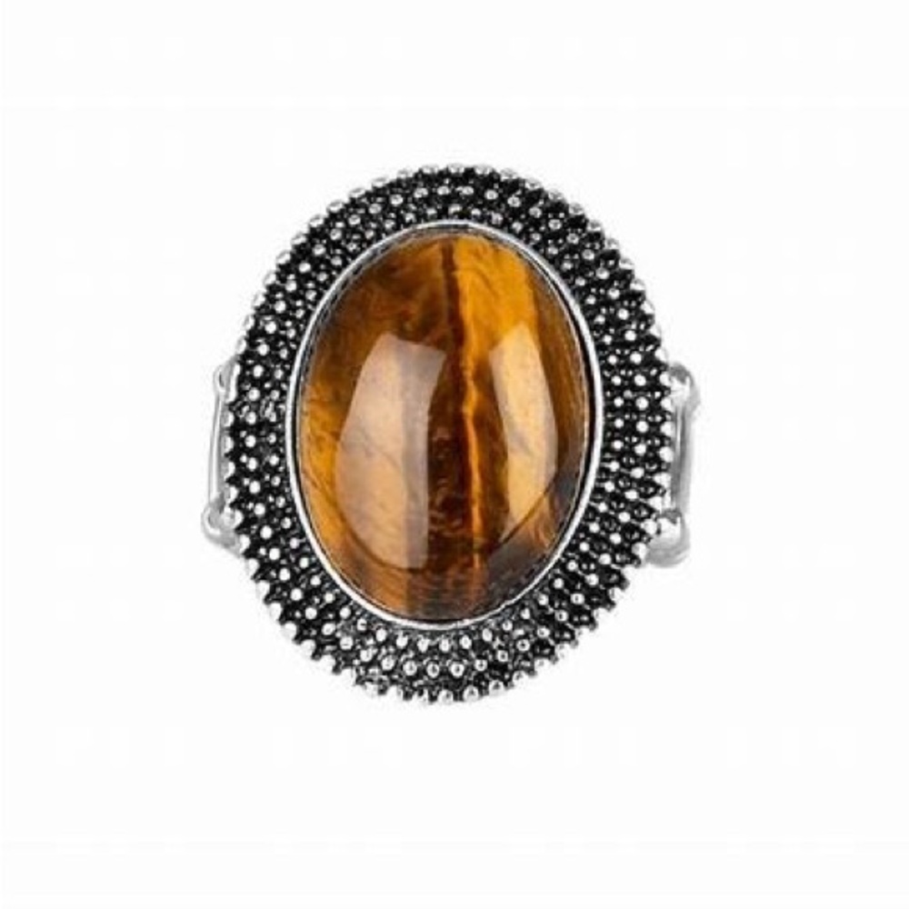 *Silver and tigers eye stone ring.